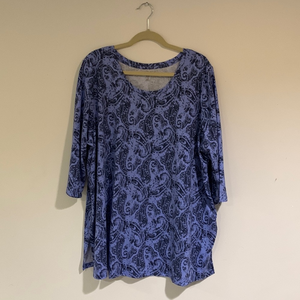 Woman Within Blue paisley 3/4 sleeve top, women’s size 1X